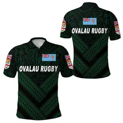 Fiji Ovalau Rugby Polo Shirt Dark Green Style LT8