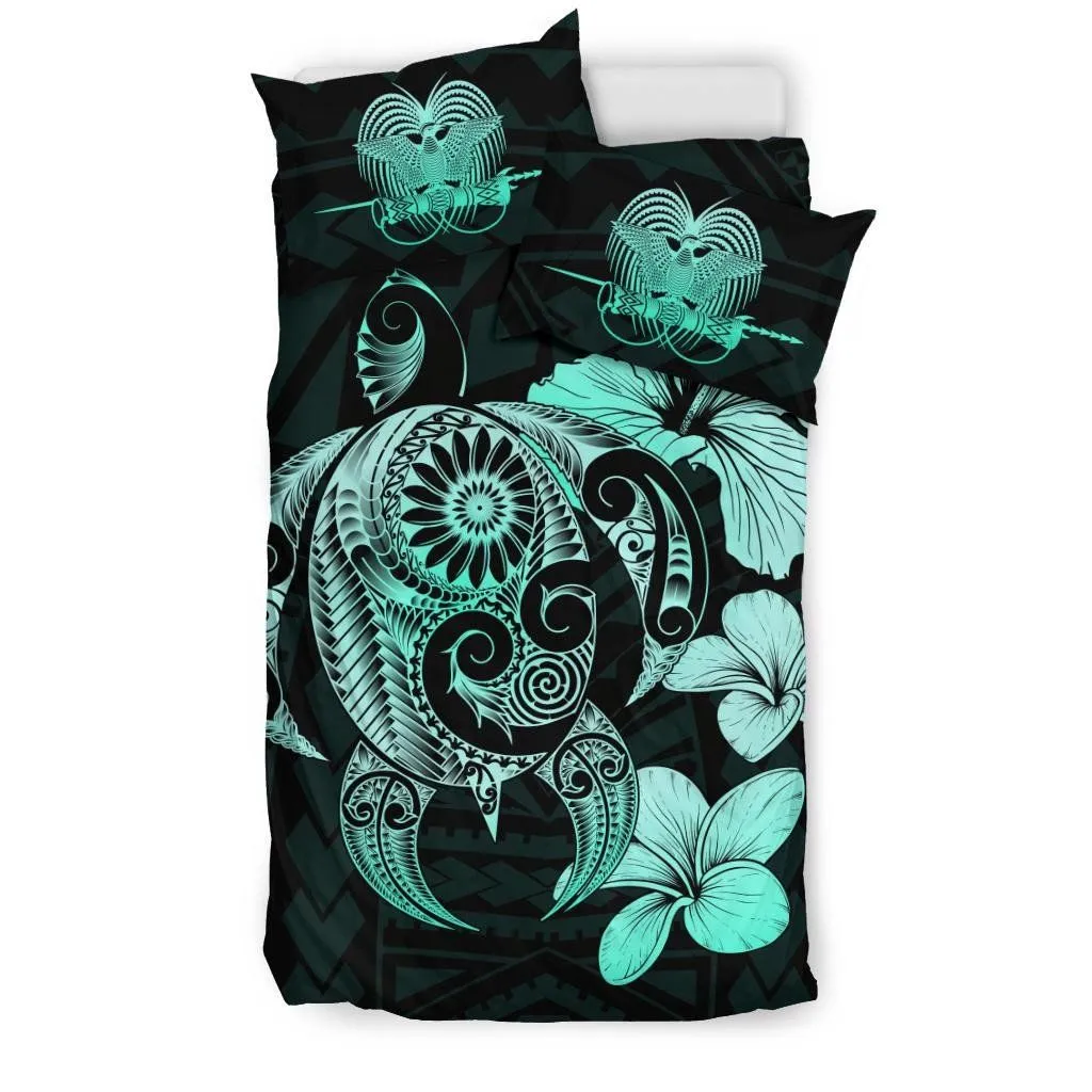 FamilyGater Bedding Set - Cover and Pillow Cases Papua New Guinea Hibiscus Plumeria Mix Polynesian Violet Turtle - J1