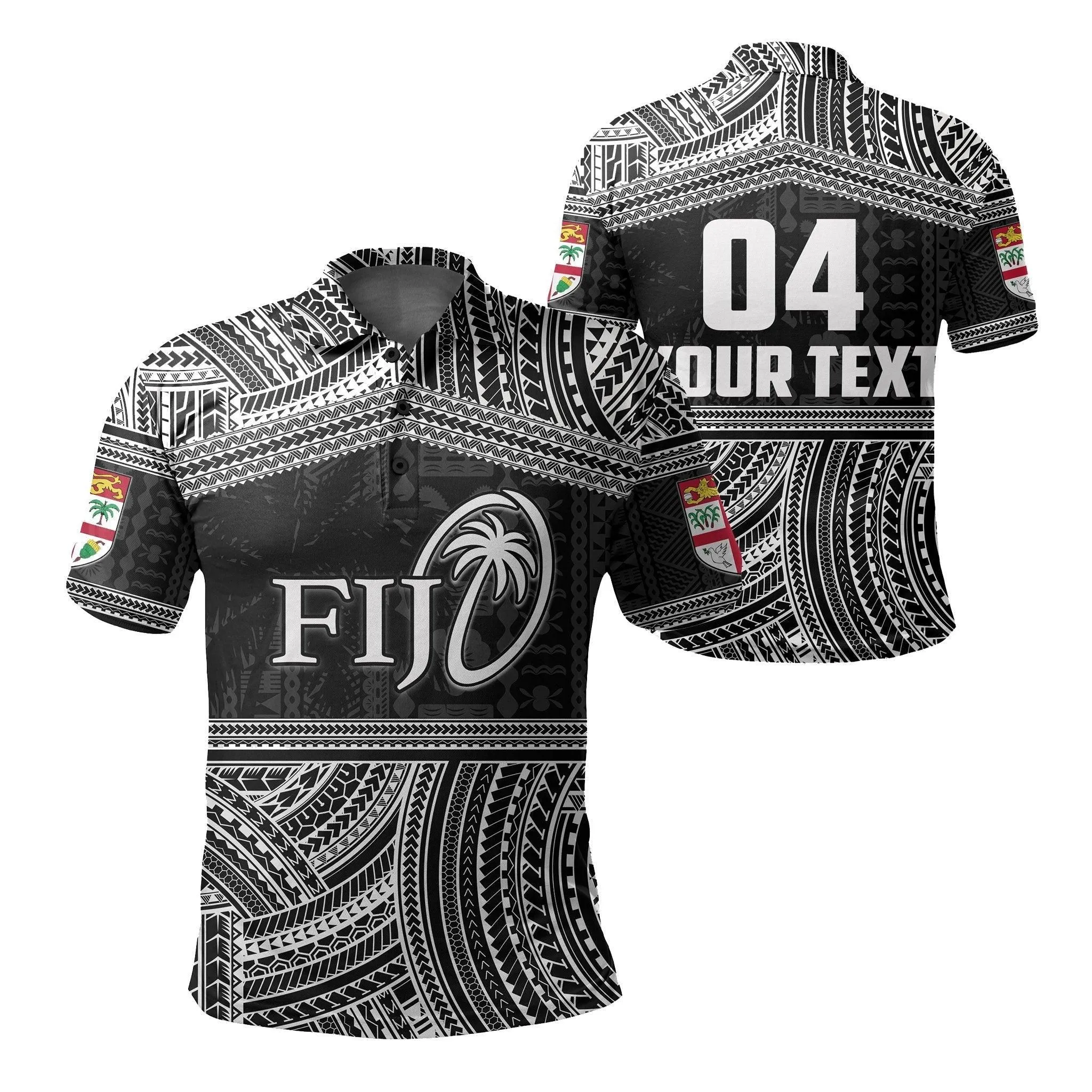 (Custom Personalised) Fiji Rugby Polynesian Patterns Polo Shirt White
