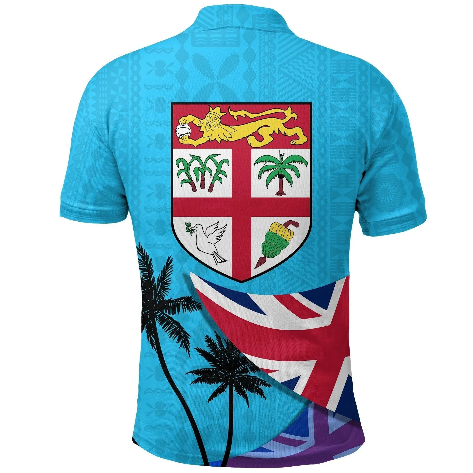 Fiji Masi Rugby Polo Shirt Coat of Arms Coconut