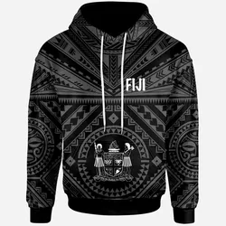Fiji Hoodie - Fiji Seal With Polynesian Tattoo Style (Black)