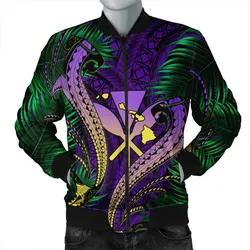 Hawaii Shark Polynesian Tropical Bomber Jacket - Purple
