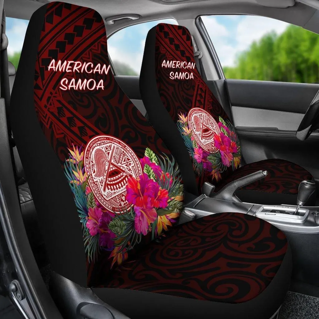 American Samoa car Seat Covers - Coat Of Arm With Polynesian Patterns