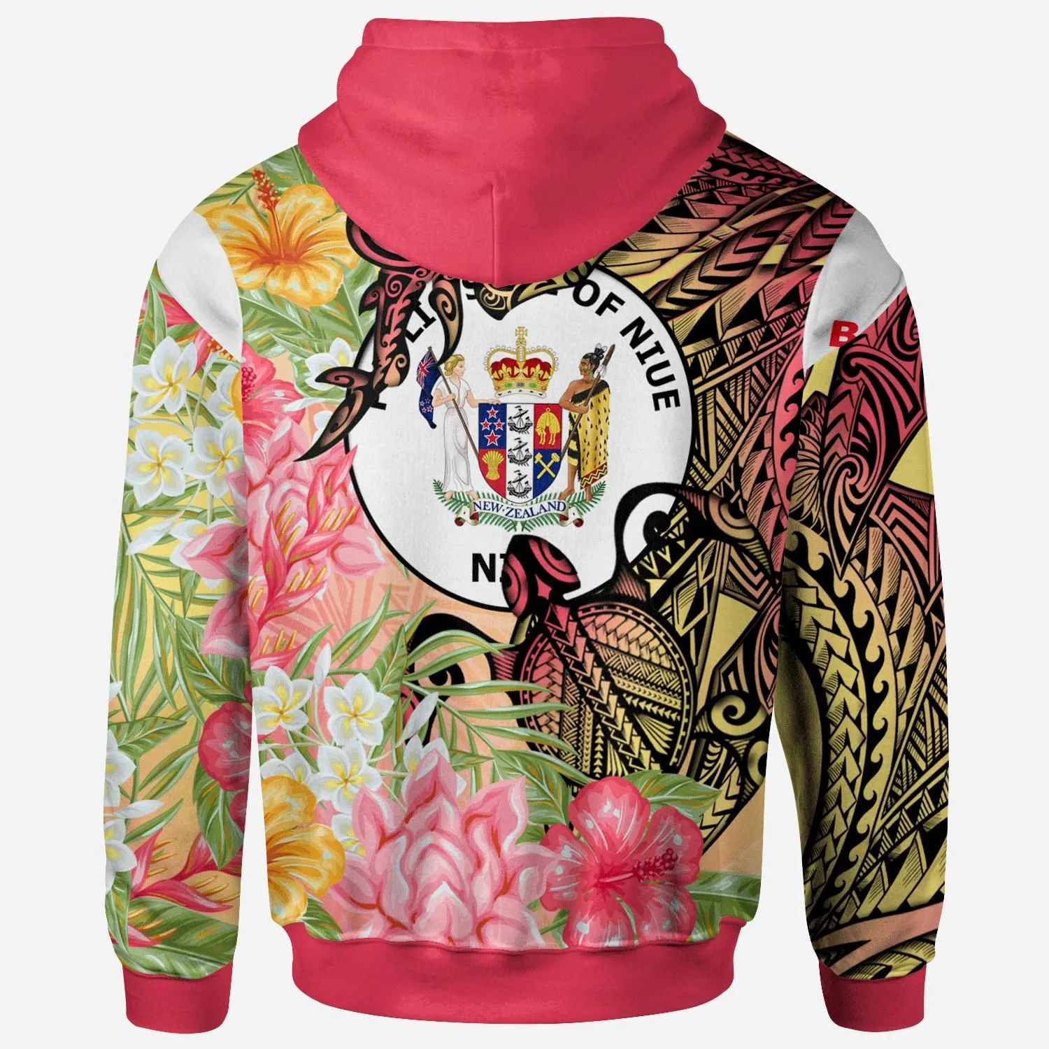 Niue Hoodie - Flowers Tropical With Sea Animals