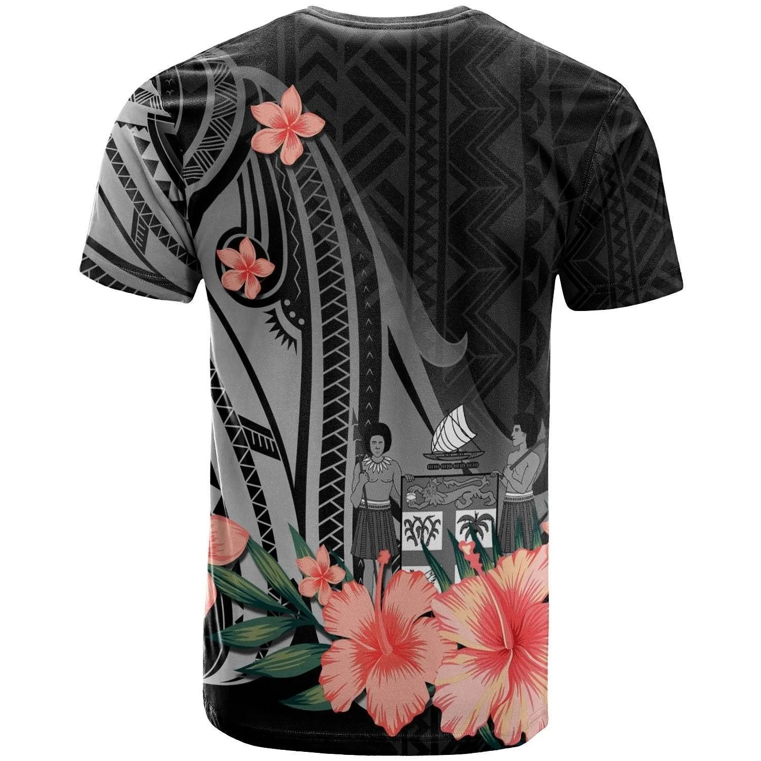 Fiji Personalised Custom T shirt - Polynesian Hibiscus Pattern Style