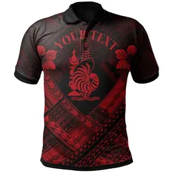 New Caledonia Polynesian Custom Personalised Polo Shirts - New Caledonia Red Seal Camisole Hibiscus Style - BN18