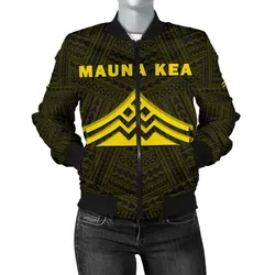 Alohawaii Jacket - Hawaii Mauna Kea Polynesian Womens Bomber Jacket Yellow  - AH - J71
