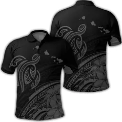 Hawaii Turtle Polynesian Map Plumeria Polo Shirt Gray - AH