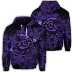 Hawaiian Turtle Hibiscus Plumeria Kanaka Polynesian Hoodie Purple - Soft Style