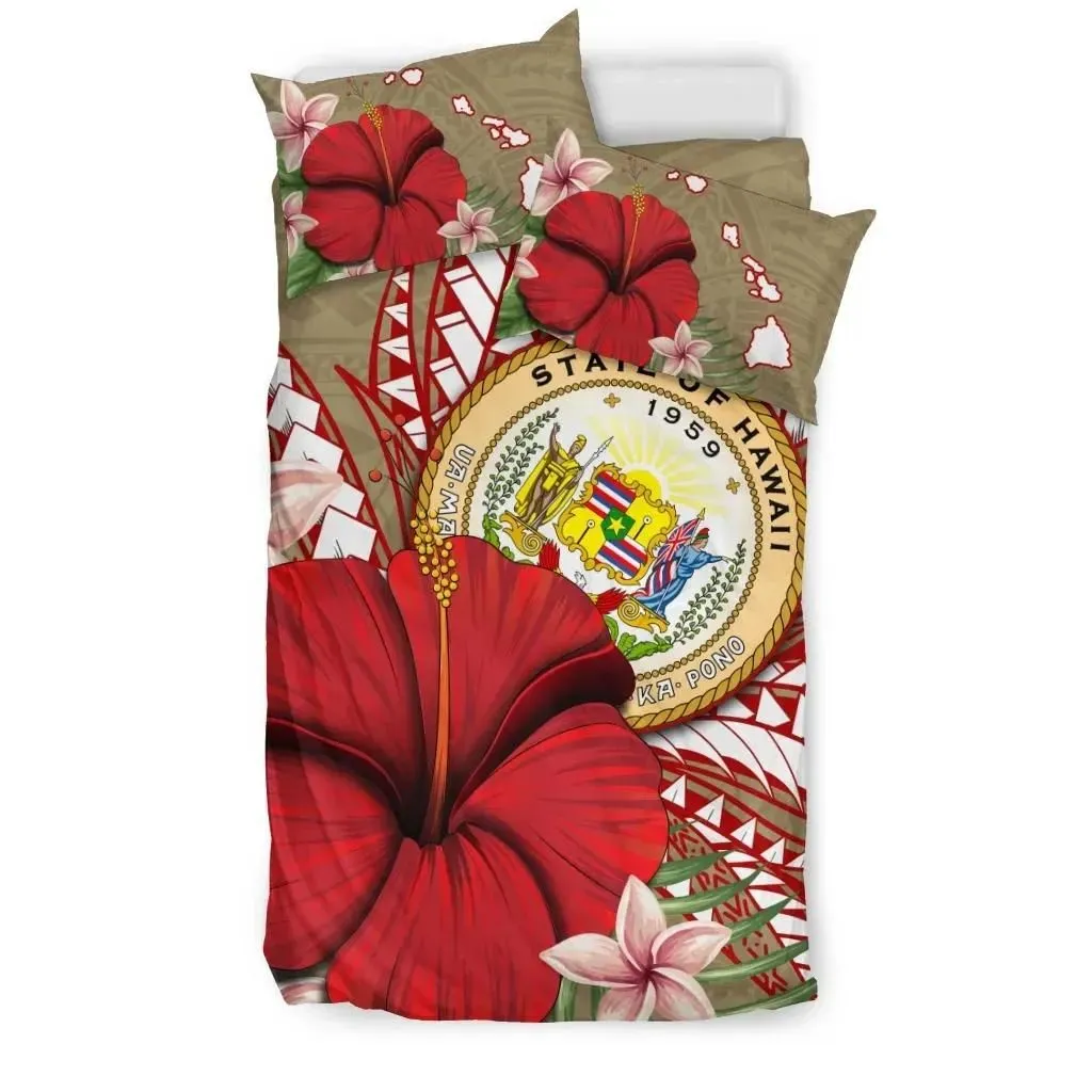 Alohawaii Home Set - Hawaii Polynesian Coat Of Arm Tropical Bedding Set - AH - J4