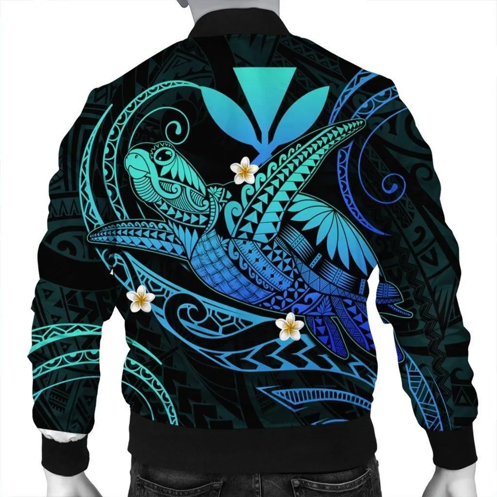 Hawaii Turtle Polynesian Bomber Jacket - Nane Style Turquoise