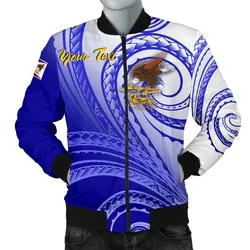 American Samoa Polynesian Custom Personalised Personalized Mens Bomber Jacket - Bald Eagle (Blue)