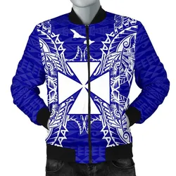 Wallis and Futuna Polynesian Mens Bomber Jacket Map Blue