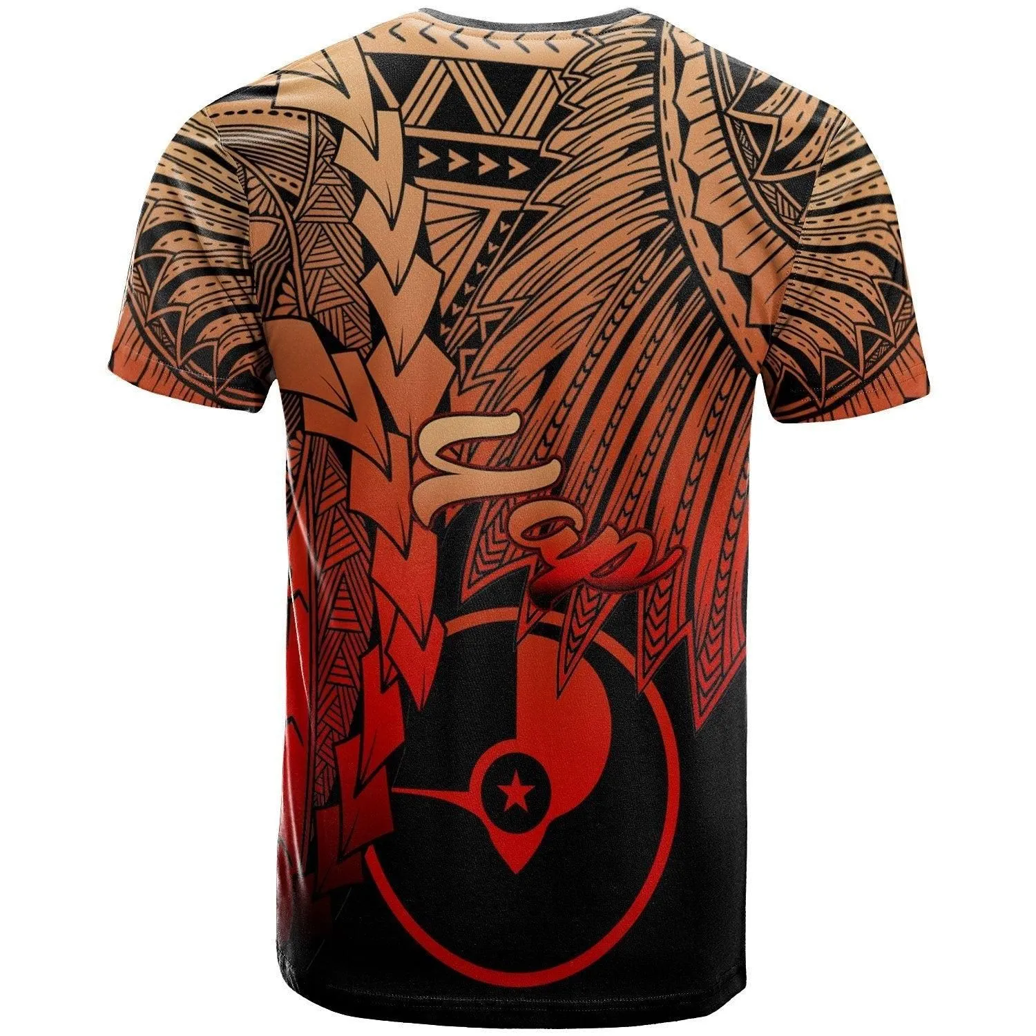 Yap Polynesian Custom Personalised T shirt - Tribal Wave Tattoo Red Ver 2