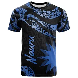 Nauru Polynesian T shirt - Poly Tattoo Blue Version