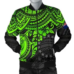 Cook Islands Polynesian Bomber Jacket (Men) - Green Turtle - BN15
