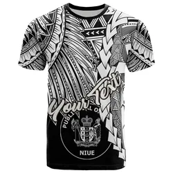 Niue Polynesian Custom Personalised T-Shirt - Tribal Wave Tattoo White