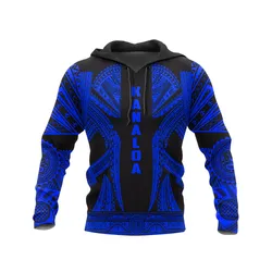 Hawaii Pullover Hoodie - Kanaloa Polynesian Tattoo Special Blue