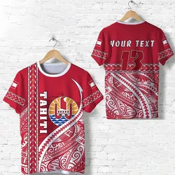 (Custom Personalised) Tahiti Rugby T shirt Marvelous Version Red - Custom Text and Number
