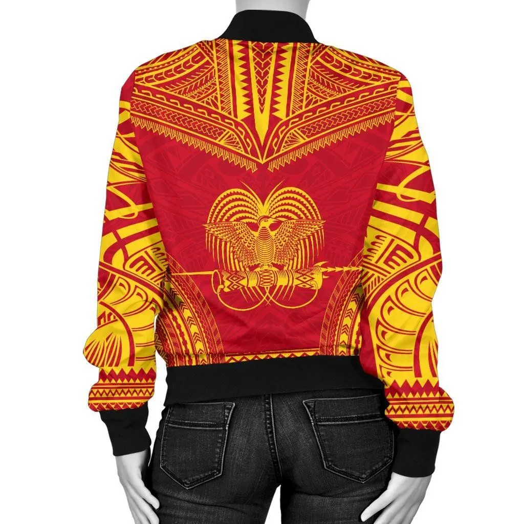 Papua New Guinea Flag Polynesian Chief Women'S Bomber Jacket - Bn10