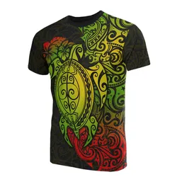 Hawaii T Shirt - Polynesian Reggae Turtle Hibiscus Tattoo