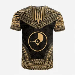 Yap Custom Personalised T shirt - Yap Flag Polynesian Chief Tattoo Gold Version