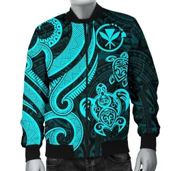 Polynesian Hawaii (Kanaka Maoli) Men Bomber Jacket - Blue Tentacle Turtle - BN11