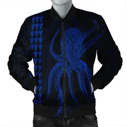 Alohawaii Jacket - Hawaii Octopus KaKau Polynesian Bomber Jacket - Blue - AH - J4R