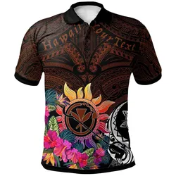 (Custom Personalised) Polynesian Hawaii Kanaka Maoli Polo Shirt - Hibiscus Flowers and Polynesian Patterns