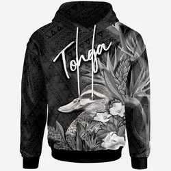 Tonga Hoodie - Pacific Black Duck With Tropical Flowers