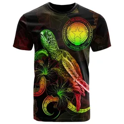 CNMI Polynesian T shirt - Turtle With Blooming Hibiscus Reggae