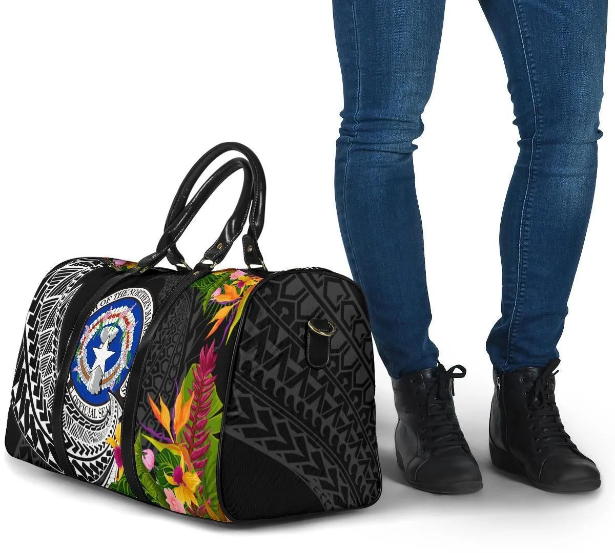 Northern Mariana Islands Travel Bag - Seal Spiral Polynesian Patterns