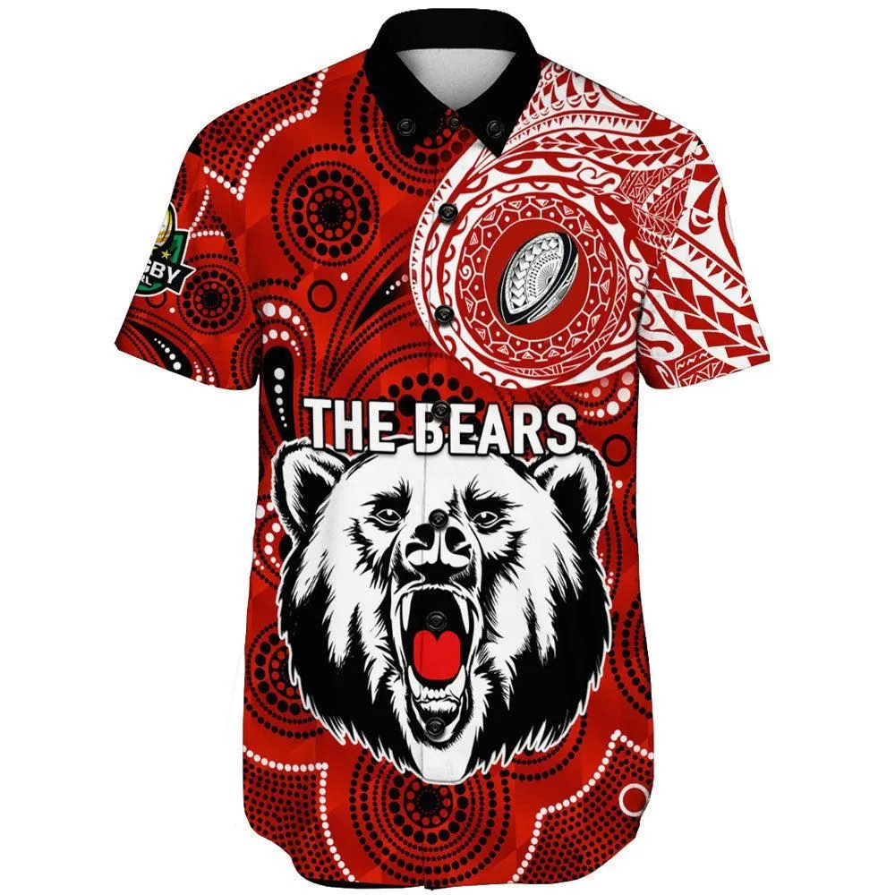 Vibe Hoodie Clothing - North Sydney Bears Polynesian Tattoo Style Short Sleeve Shirt