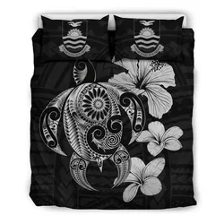 FamilyGater Bedding Set - Cover and Pillow Cases Kiribati Hibiscus Plumeria Mix Polynesian Turtle Gray J1