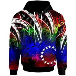 Cook Islands Hoodie - Tropical Leaf Rainbow Color