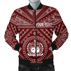Samoa Personalised Men's Bomber Jacket  - Samoa Seal In Polynesian Tattoo Style (Red) - BN25