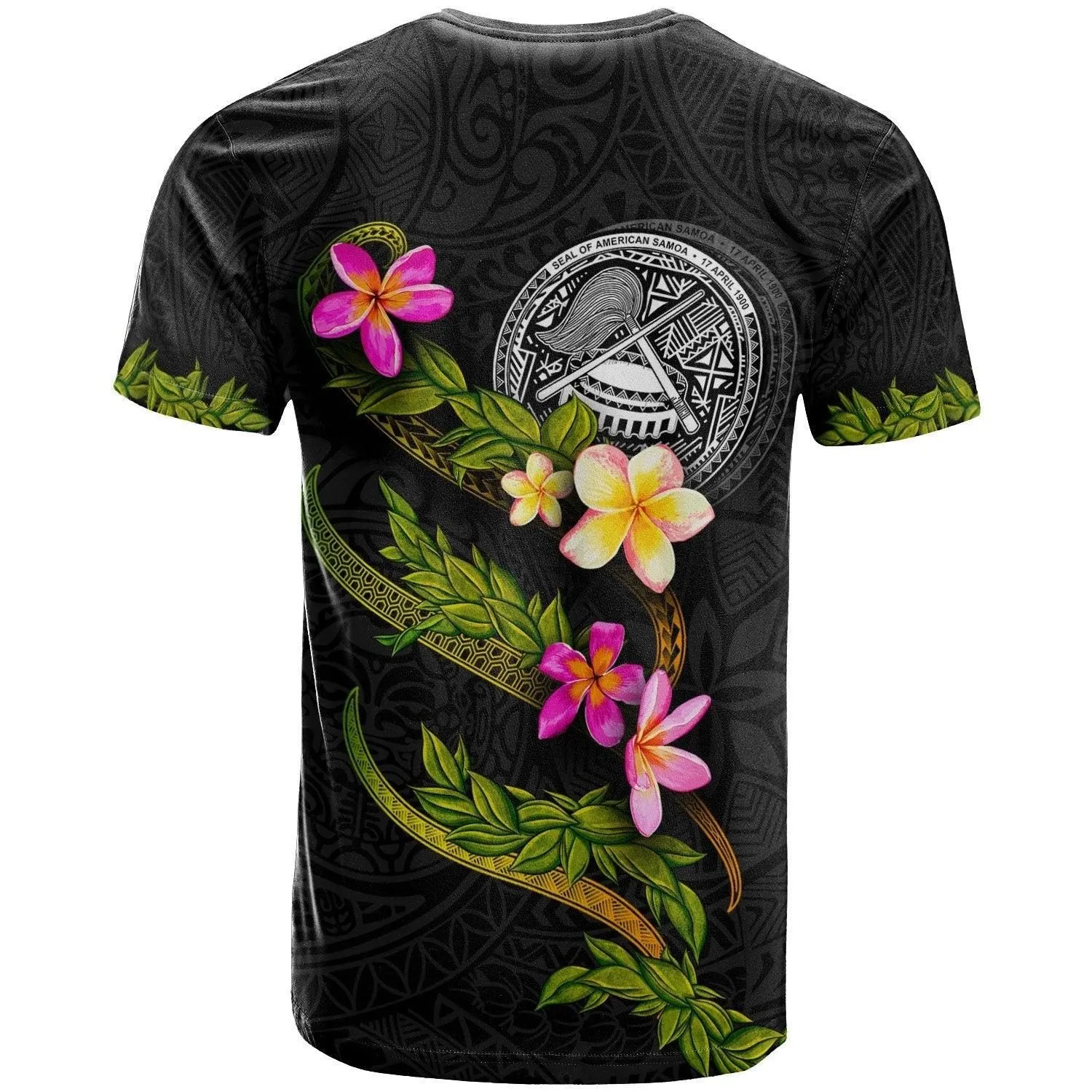 American Samoa Polynesian Custom Personalised T shirt - Plumeria Tribal