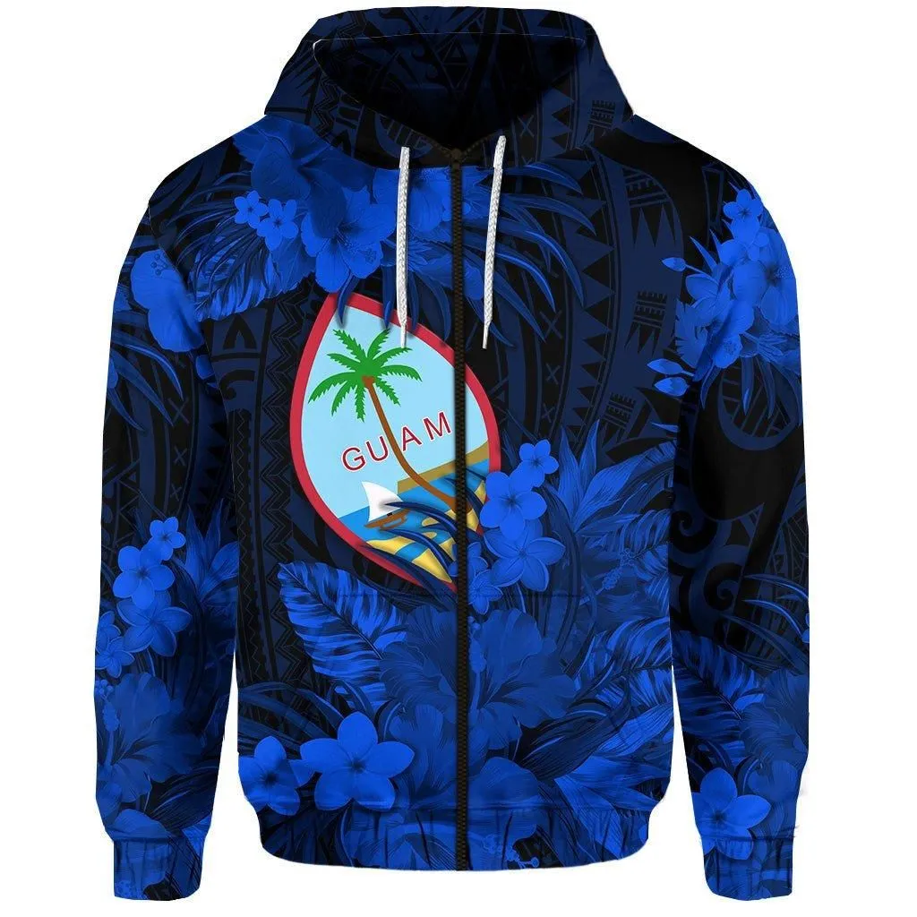 Alohawaii Clothing - Guam Tropical Flowers Blue Hoodie