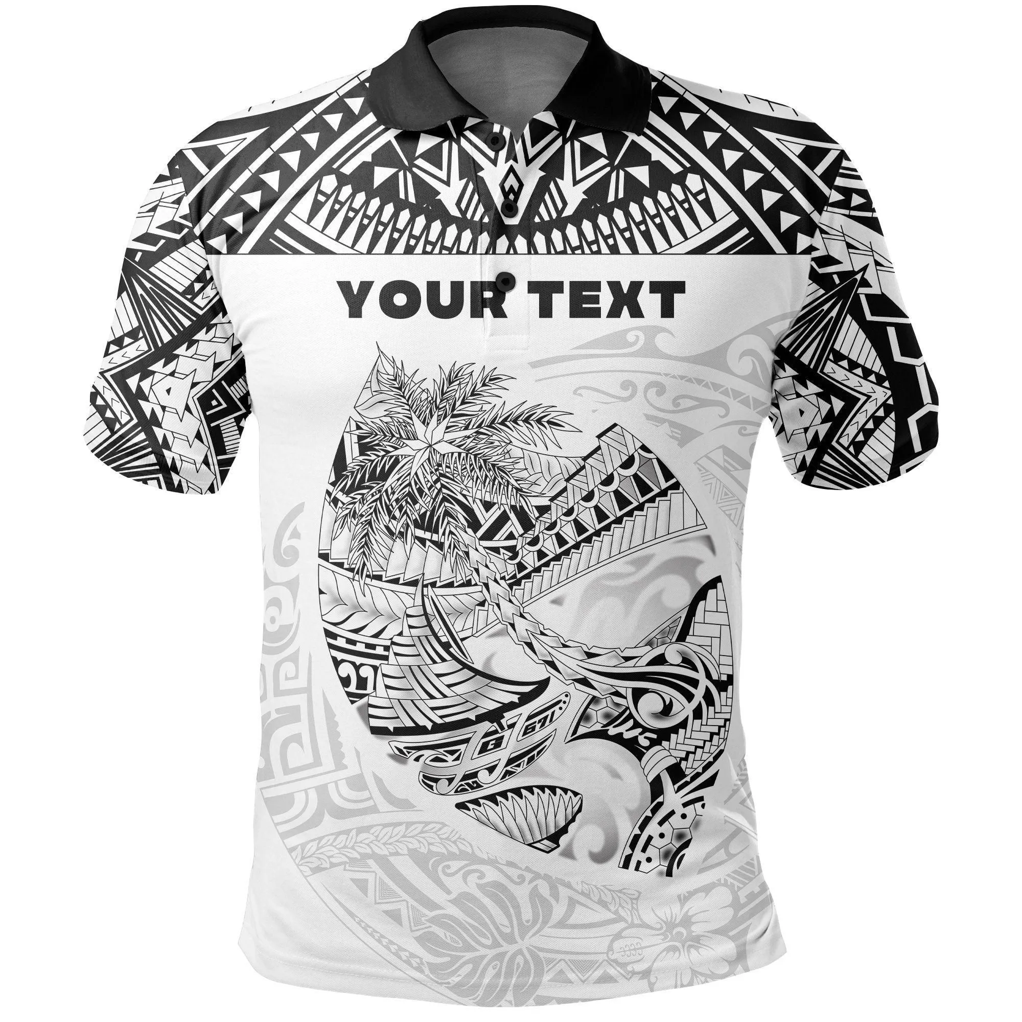 (Custom Personalised) Guam Rugby Polo Shirt Polynesian Patterns - White Ver.2 LT16