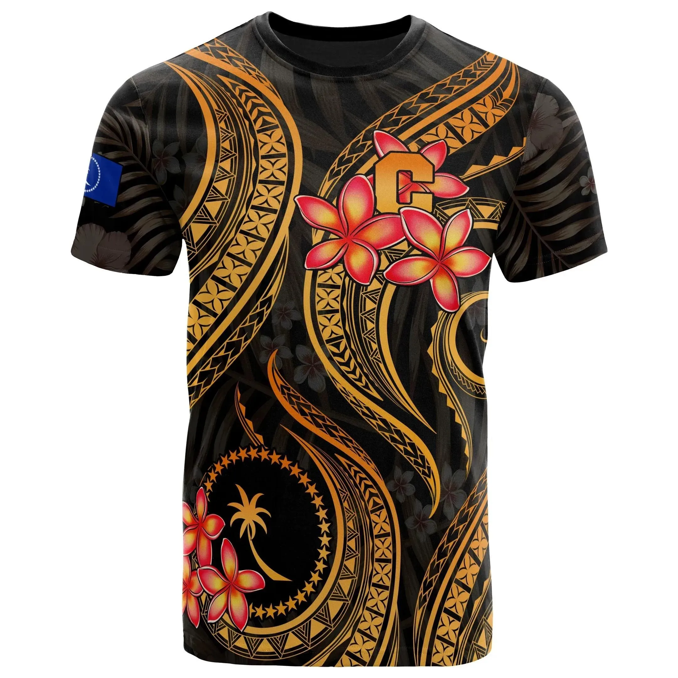 Chuuk Micronesian T-Shirt - Gold Plumeria - BN11