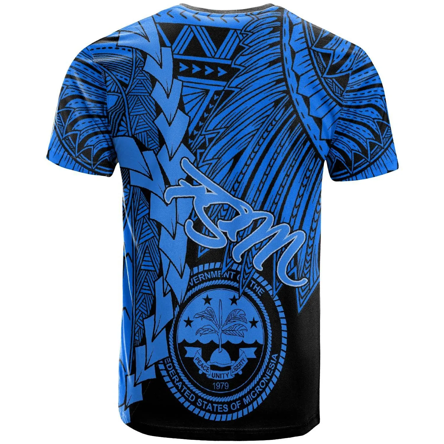 Federated States Of Micronesia Custom Personalised T-Shirt - Tribal Wave Tattoo Blue BN12