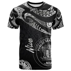 Niue Polynesian T shirt - Poly Tattoo White Version