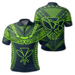 Hawaiian Kanaka Map Football Jersey Polo Shirt - Navy - Roger Style