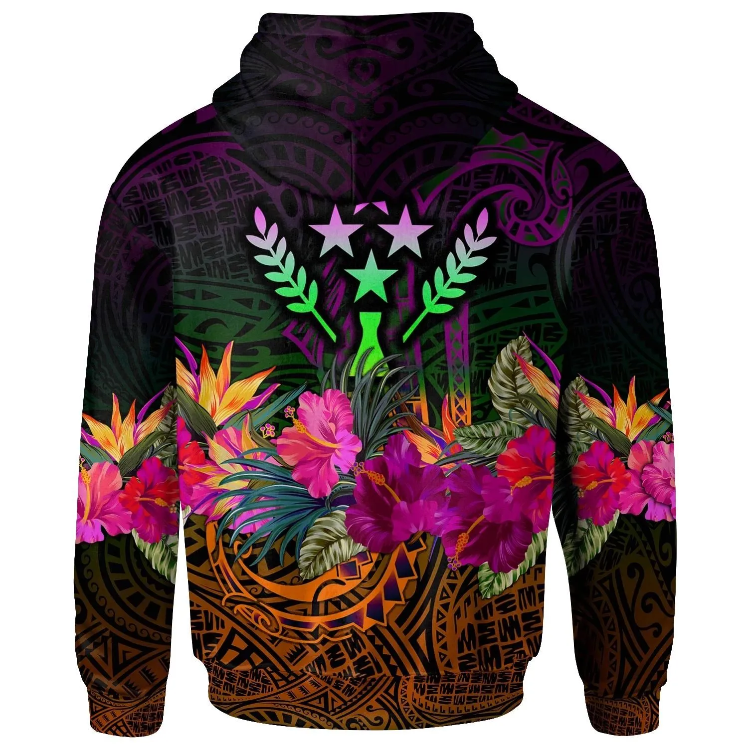 Kosrae Personalised Zip-Up Hoodie - Summer Hibiscus - BN15