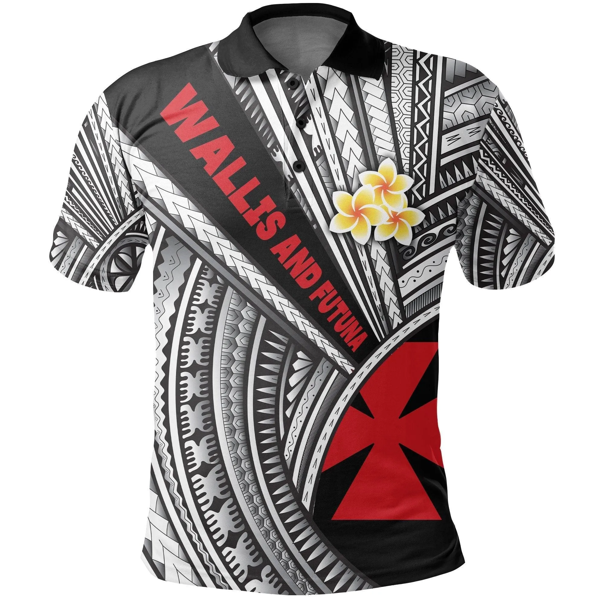 (Custom Personalised) Wallis and Futuna Polo Shirt Polynesian Style - Black LT16