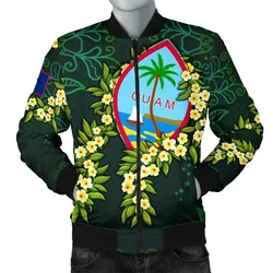 Guam Polynesian Men Bomber Jacket - Ti Leaf Lei Turtle