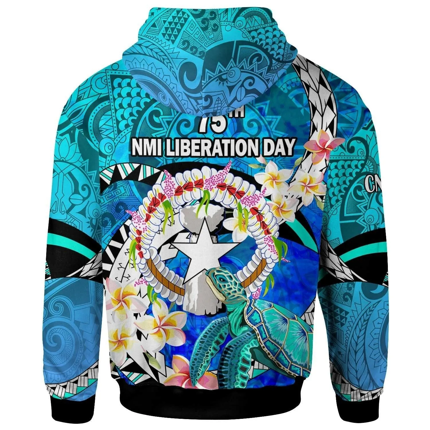 Northern Mariana Islands Hoodie CNMI Polynesian Culture with Turtle and Plumeria Hoodie LT10