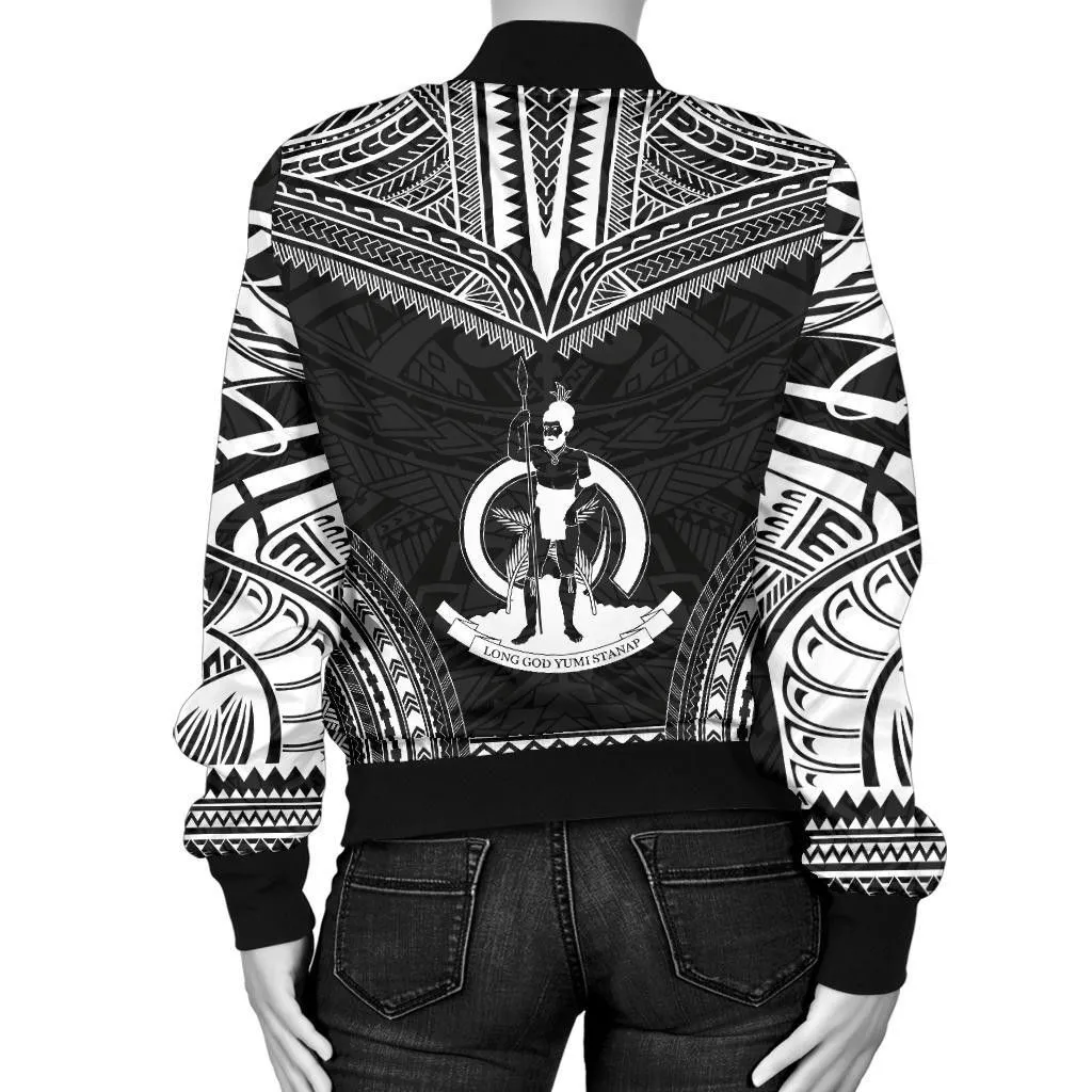 Vanuatu Polynesian Chief Women'S Bomber Jacket - Black Version - Bn10