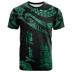 New Caledonia Polynesian Custom Personalised T-Shirt - Poly Tattoo Green Version