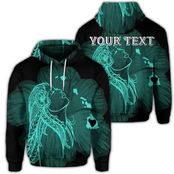 Alohawaii Hoodie - (Personalised) Hawaiian Map Heart Hula Girl Hibiscus Turquoise Polynesian Hoodie - AH - J4R